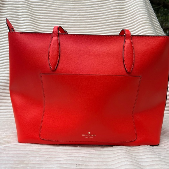 Kate Spade ADEL tote in 
hot reddish orange  Leather Interior with Gold Logo. - Picture 1 of 11